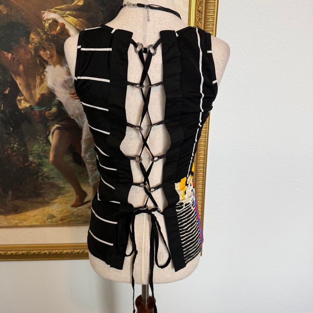 Rare Y2K Save the Queen Graphic Tank with Lace Up Back